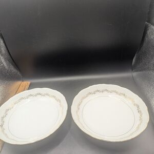 Vintage Set Of 2 Empress China Golden Garland 7.5" Soup Bowls